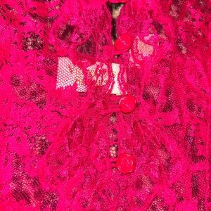 Vibrant Lace Bodysuit with Rose Buttons